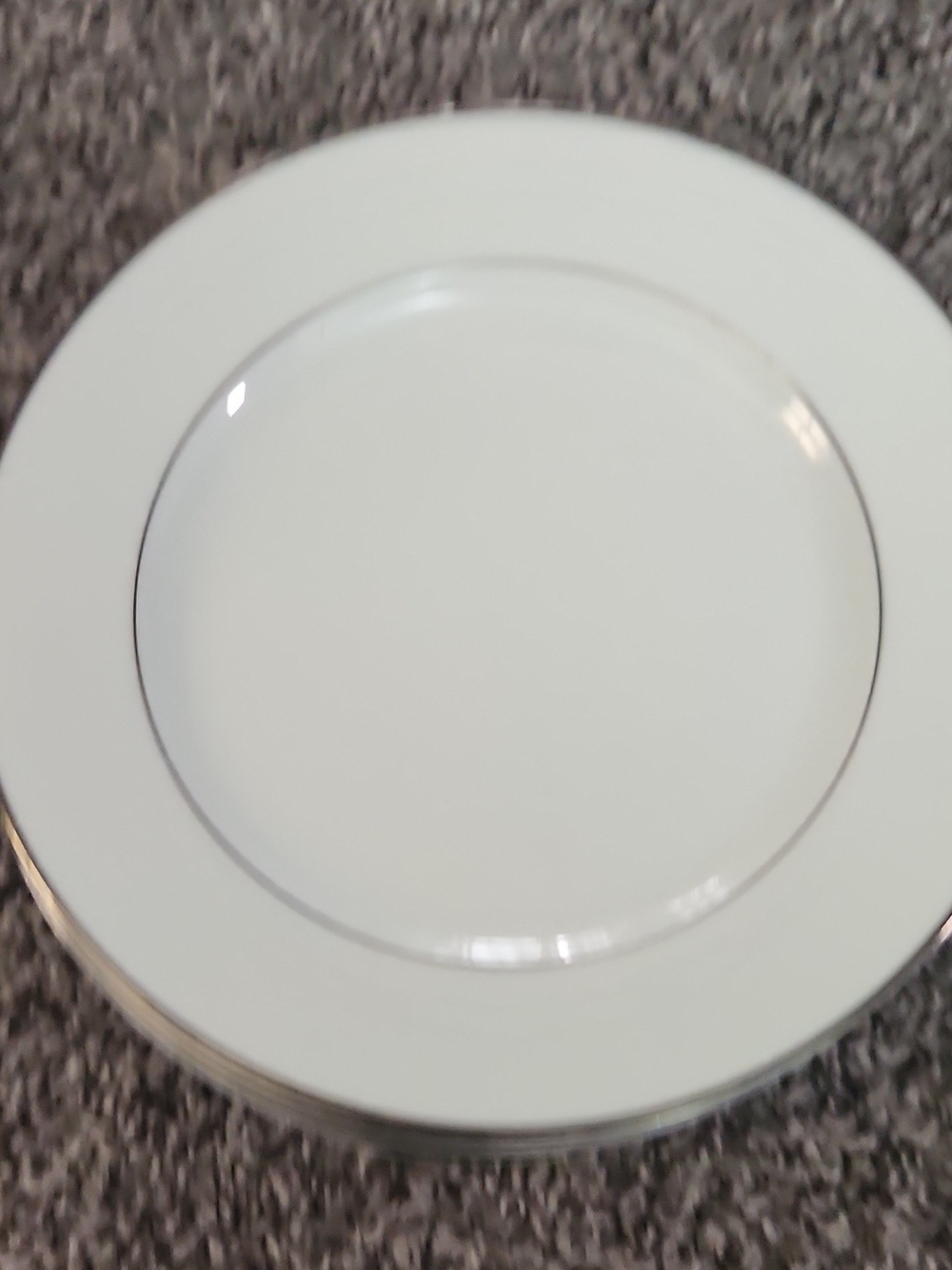 Gorham White Porcelain Dinner Plate with Silver Band
